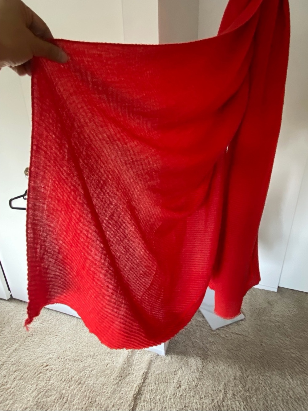 ZARA Accessories Oversized Red Textured Lightweight Scarf Wrap - Picture 10 of 11